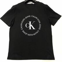 Calvin klein Jeans カルバンクラインジーンズ ロゴプリントTシャツ M〜L ブラック 黒 半袖 CK メンズ トップス_画像2