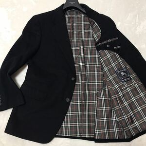 超希少LL!!!バーバリー『高貴な逸品』 BURBERRY テーラードジャケット XL 裏地ノバチェック 極上カシミヤ使用◎ 最高級◎ ブラック 秋冬