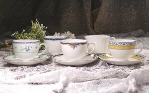 ∇花∇イギリス名窯【ウェッジウッド/WEDGWOOD】 華麗なカップ＆ソーサーの豪華5客セット 5種人気シリーズまとめて