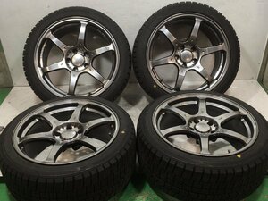 溝あり！ ダンロップ WM02 245/40R18 93Q 2019年 RAYS VR.G2 鍛造 18x9J +35 5H 114.3 ハブ径73ｍｍ 4本 スタッドレスタイヤ