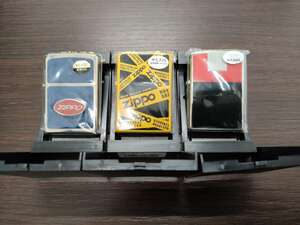 #4242　【美品】　【3点】　ZIPPO　まとめ　テープ柄/レッド・ブラック/ブルー・レッド　ジッポー オイルライター 喫煙具 ケース付き