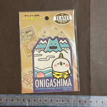 ◎新品　カナヘイの小動物　トラベルステッカー　ももたろうさぎ＆鬼ピスケ　No11　鬼ヶ島　Kanahei　うさぎとピスケ_画像1