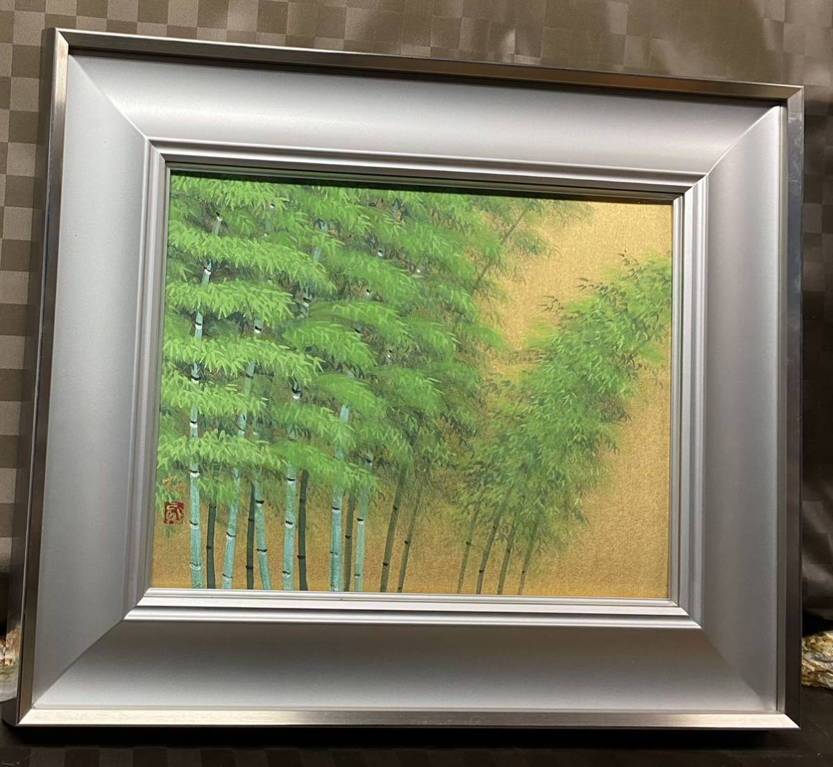 Authentic Japanese painting, Mineral pigment method, Iizuka Suisaku [Bamboo Forest] No. F6, Nihongain Doujin Jury Co-seal, Fukushima Prefecture Person of Cultural Merit, International Arts and Culture Award, painting, Japanese painting, landscape, Fugetsu