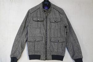 ZARA MAN BASIC/ザラ/ブルゾン/ジャケット/アウター/ツイード素材/前ジップアップ/4フラップポケット/黒/白/EURサイズM(11/21R)