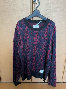 WACKO MARIA ワコマリア　2014AW LEOPARD SILK CREW-NECK SWEATER レオパード シルク クルーネック ニット　Lサイズ