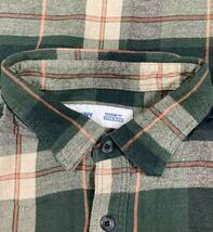 \500即決セール S-517 USED OLD NAVY グリーン系チェック　長袖ネルシャツ　L (US-FIT)_画像3