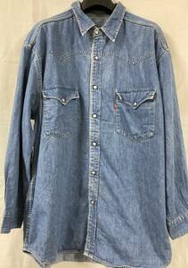 S-604 USED Levi's 長袖ウエスタンデニムシャツ　XXL(US-FIT)