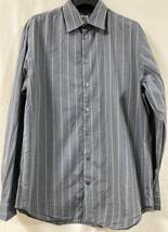 S-565 USED ARMANI COLLEZIONI グレーのストライプ　長袖シャツ　L (US-FIT)_画像1