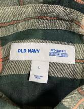 \500即決セール S-517 USED OLD NAVY グリーン系チェック　長袖ネルシャツ　L (US-FIT)_画像4