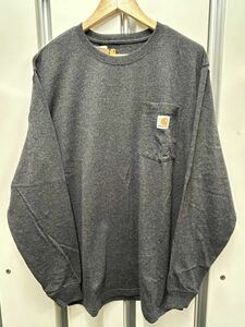 Carhartt カーハート K126-CHR メンズ ロングTシャツ 長袖 胸ポケット付き POCKET チャコールグレー Mサイズ①