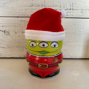 ディズニーお菓子缶　リトルグリーンメン　レトロ クリスマス　