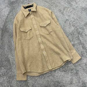 BEI KOO KAN ヴィンテージ VINTAGE 長袖シャツ ネルシャツ サイズL ブラウン ベージュ 茶色 メンズ トップス 最落なし （J10）