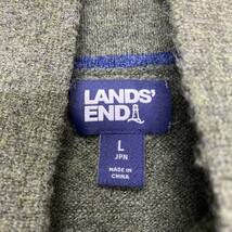 LANDS'END ランズエンド ニット カーディガン ジップアップ ウール サイズL グリーン 緑 メンズ トップス 最落なし （R10）_画像6