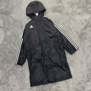 adidas アディダス ベンチコート スポーツウェア ボア サイズ150 ブラック 黒 メンズ キッズ 子供服 アウター 最落なし （W10）