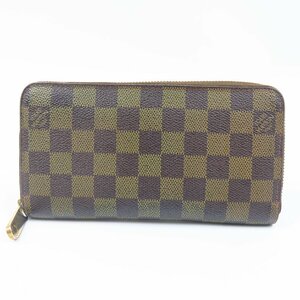 67479★1円スタート★LOUIS VUITTON ルイヴィトン ジッピー ベタ無 ダミエ ラウンドファスナー長財布 PVC エベヌ