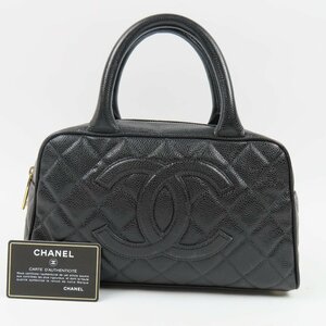 67806★1円スタート★CHANEL シャネル 外美品 マトラッセ ミニボストンバッグ キャビアスキン デカココマーク ヴィンテージ ハンドバッグ