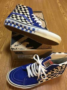 新品デッド■VANS × MADFOOT SK8-HI コラボ ハイトップ 青黒 箱付き US10■ヴィンテージ hosoi サイドテープ サルマンアガー チェッカー