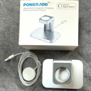 【美品】POWER ADD パワーアド　アップルウォッチ　充電器　シルバー　