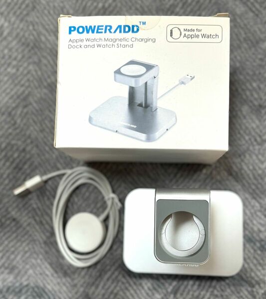 【美品】POWER ADD パワーアド　アップルウォッチ　充電器　シルバー　