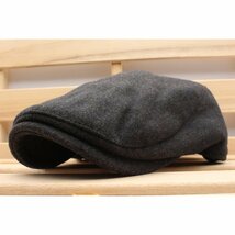 ハンチング帽子 シンプル ウール混 帽子 キャップ 56cm~59cm メンズ ・レディース GY HC67-2_画像1