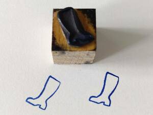 ミニミニ　ロングブーツ　靴　ファッション　アイテム　フランス　アンティーク　スタンプ　ヴィンテージ　はんこ　イラスト　素材　古道具