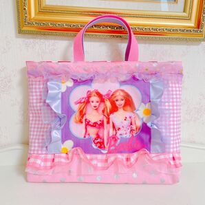 レッスンバッグ バッグ 女の子 ピンク 新品送料無料　紫　リバーシブル　Barbie バービー　