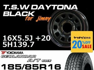 特価 新型 ジムニー TSW デイトナブラック 16X5.5J+20 GEOLANDAR A/T G015 185/85R16 タイヤホイール4本セット (JB64/JB23）