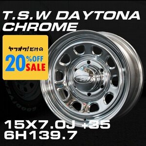 TSW DAYTONA クローム 15X7J+35 6穴139.7 ホイール4本セット　＜200系ハイエース/100系ハイエース後期バンなどに＞