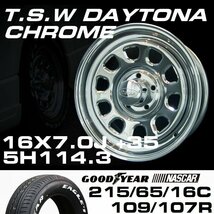 TSW DAYTONA クローム 16X7J+35 5穴114.3 ナスカー 215/65R16C　ハイエース100系や152系ハイラックスなどに！_画像2