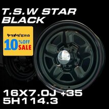 スター 16インチ ホイールセット 4本 TSW STAR ブラック 16X7J+35 5穴114.3（100系ハイエース 152系ハイラックスなどに）_画像1