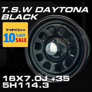 デイトナ 16インチ ホイールセット 4本 TSW DAYTONA ブラック 16X7J+35 5穴114.3（100系ハイエース 152系ハイラックスなどに）