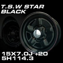 特価 TSW STAR ブラック 15X7J+20 5穴114.3 ホイール4本セット (100系ハイエース/Y30/130クラウン/ハイラックス)_画像2
