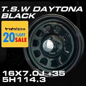 特価 TSW DAYTONA ブラック 16X7J+35 5穴114.3 ホイール4本セット (100系ハイエース/152系ハイラックス)
