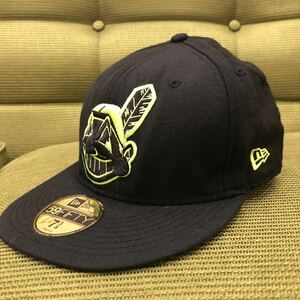 YK-2611 中古品 new era ニューエラ キャップ 帽子 表記サイズ7 3/8 58.7cm 頭周り約60cm #インディアン #NE #野球 #baseball #MLB