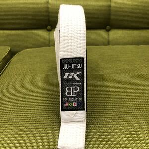 YK-5456 secondhand goods white obi ....JIU-JITSU approximately 300cm× approximately 4.3cm # karate # combative sports # judo #CK #BP #collaboration # Japan japan # America Brazil 