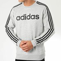 ★アディダス ADIDAS 新品 メンズ エッセンシャルズ 3ストライプス スウェットシャツ 裏毛 トレーナー 灰 Lサイズ[EI4902-L] 二 弐★QWER_画像1