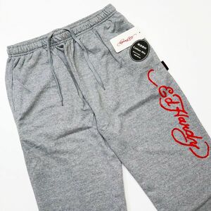 ★エドハーディー Edhardy 新品 メンズ 快適な着心地 ミ ニ裏毛 ロゴ入り スウェット ロングパンツ 灰 L[ED2123BGRY1N-L]一 四 弐★QWER★