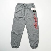 ★エドハーディー Edhardy 新品 メンズ 快適な着心地 ミ ニ裏毛 ロゴ入り スウェット ロングパンツ 灰 XL[ED2123BGRY1N-LL]一 四 参★QWER_画像2