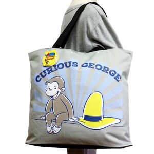 ★おさるのジョージ Curious George 新品 ファスナー付き たっぷり入る トートバッグ BAG かばん 鞄 バッグ [GEORGEGY1N] 一 六★QWER★