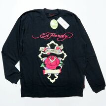 ★エドハーディー Edhardy 新品 メンズ 快適な着心地 十字架 バラ 長袖 Tシャツ ロンT ロング 黒 Lサイズ[ED2002BBLK1N-L]一 三 弐★QWER_画像1