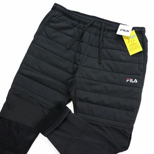 ★フィラ FILA 新品 メンズ 厚手 中綿 裏起毛 保温 防寒 UVCUT スウェット フリース ロング パンツ XL 黒[442334-BK-LL] 一 四 参★QWER★