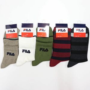 ★フィラ FILA 新品 メンズ お買い得！ カジュアル ロゴ入り ボーダー ソックス 靴下 5足セット 5足組 25-27CM[FFUKU2]一 WEA★QWER QQAA