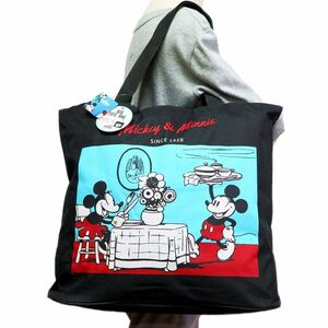 ★ディズニー DISNEY ミッキー ミニー 新品 ファスナー付き 大容量 たっぷり入る トートバッグ BAG かばん [DISBAG-MIC] 一 六★QWER★