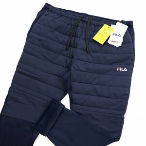 ★フィラ FILA 新品 メンズ 厚手 中綿 裏起毛 保温 防寒 UVCUT スウェット フリース ロング パンツ XL 紺[442334-NV-LL] 一 四 参★QWER★