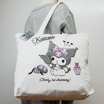 ★クロミ KUROMI サンリオ SANRIO 新品 ファスナー付き 帆布 トートバッグ BAG かばん 鞄 [SAN64201392] 一 六★QWER★_画像1