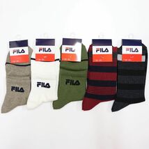 ★フィラ FILA 新品 メンズ お買い得！ カジュアル ロゴ入り ボーダー ソックス 靴下 5足セット 5足組 25-27CM[FFUKU2]一 WEA★QWER QQAA_画像1