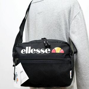 ★エレッセ ellesse 新品 ロゴ入り 収納充実 便利 使い勝手 カジュアル ショルダー バッグ BAG かばん 鞄 黒[EB7010BLK1N]一 六★QWER