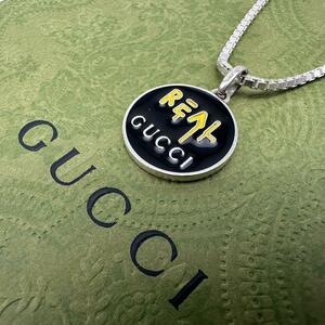 極美品 GUCCI グッチ 2453 ゴースト REAL ネックレス シルバー925 メンズ ユニセックス GG 