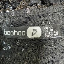 1円 ドレス boohoo シースルーロングドレス 10 USサイズ 大きなサイズ 黒装飾 裏地無 舞台衣装 カラードレス 　中古７９５４_画像9