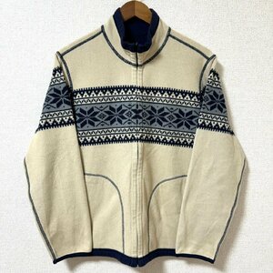 (^w^)b UNIQLO ユニクロ 2WAY リバーシブル ノルディック 柄 ジップアップ フリース ジャケット 羽織 アウター ネイビー M 7713EE